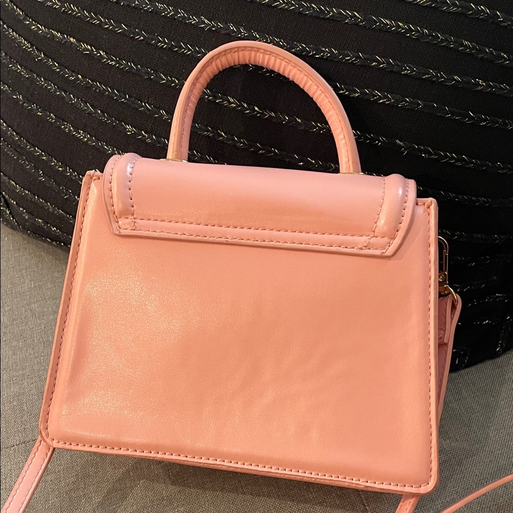 Zara mini Pink Handbag with Gold Accents and crossbody removable strap - Picture 6 of 7